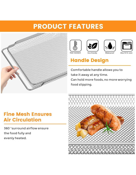 Canasta para Air Fryer GWY 16.5" x 11.8" Acero Inoxidable Canasta para Air Fryer GWY 16.5" x 11.8" Acero Inoxidable