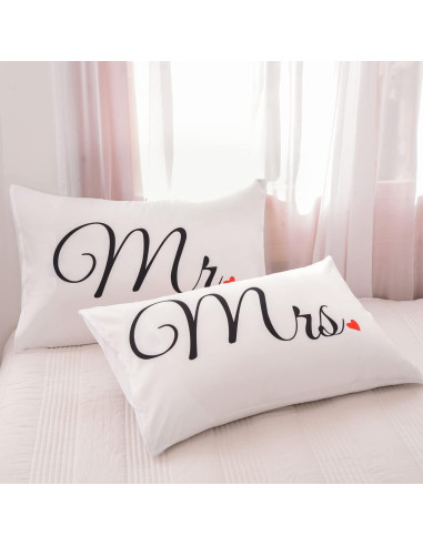 Funda de Almohada NTBED para Parejas 48x74cm Corazón Rojo