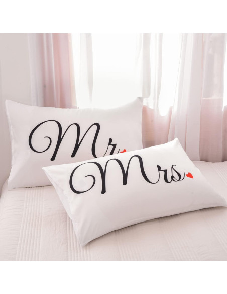 Funda de Almohada NTBED para Parejas 48x74cm Corazón Rojo