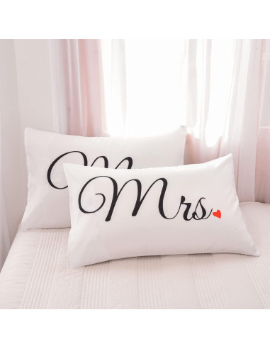 Funda de Almohada NTBED para Parejas 48x74cm Corazón Rojo