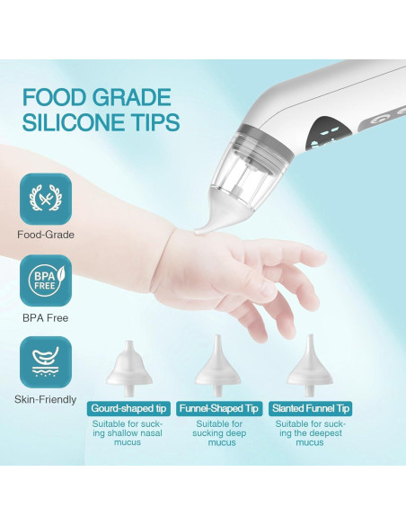 Aspirador Nasal Eléctrico Bivni Baby IPX7 con 3 Puntas Aspirador Nasal Eléctrico Bivni Baby IPX7 con 3 Puntas