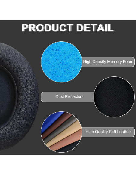 Almohadillas de Repuesto para Auriculares Beats Studio 2/3 - Negro