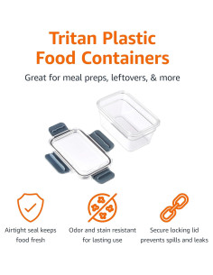 Contenedores de Almacenamiento de Alimentos Amazon Basics - 22 Piezas, Hermético, Tritan 2