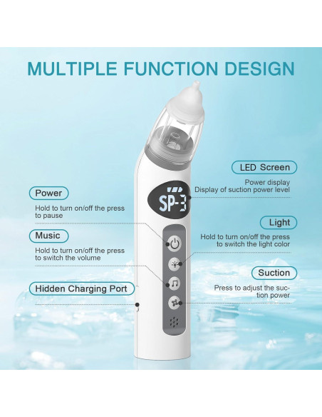 Aspirador Nasal Eléctrico Bivni Baby IPX7 con 3 Puntas Aspirador Nasal Eléctrico Bivni Baby IPX7 con 3 Puntas