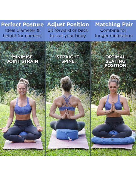 Cojines de Meditación Zafu y Zabuton Nolava Algodón Azul