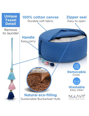 Cojines de Meditación Zafu y Zabuton Nolava Algodón Azul