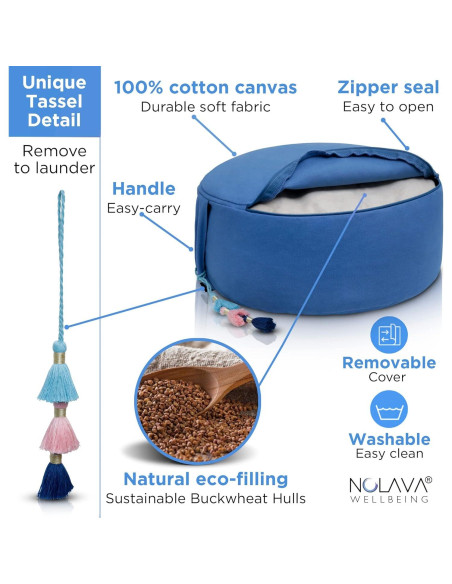 Cojines de Meditación Zafu y Zabuton Nolava Algodón Azul