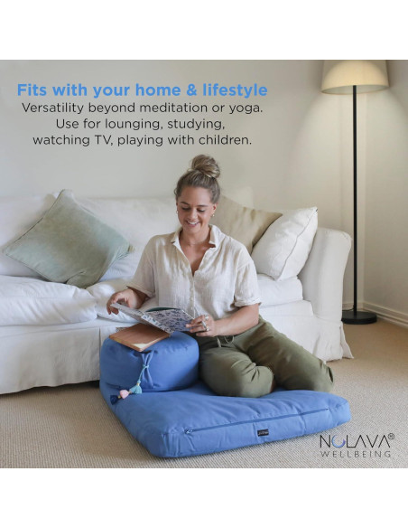 Cojines de Meditación Zafu y Zabuton Nolava Algodón Azul