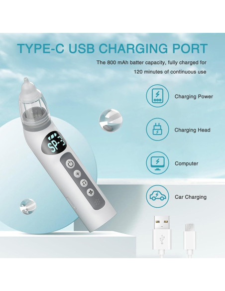 Aspirador Nasal Eléctrico Bivni Baby IPX7 con 3 Puntas Aspirador Nasal Eléctrico Bivni Baby IPX7 con 3 Puntas