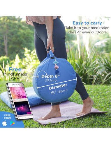Cojines de Meditación Zafu y Zabuton Nolava Algodón Azul