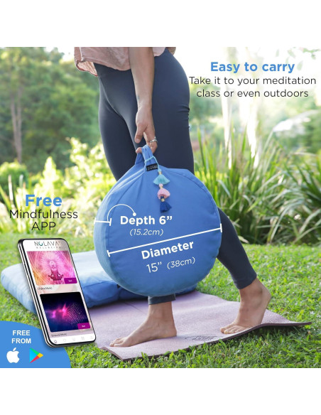 Cojines de Meditación Zafu y Zabuton Nolava Algodón Azul