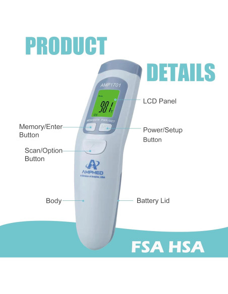 Termómetro Digital Infrarrojo Amplim para Adultos y Bebés