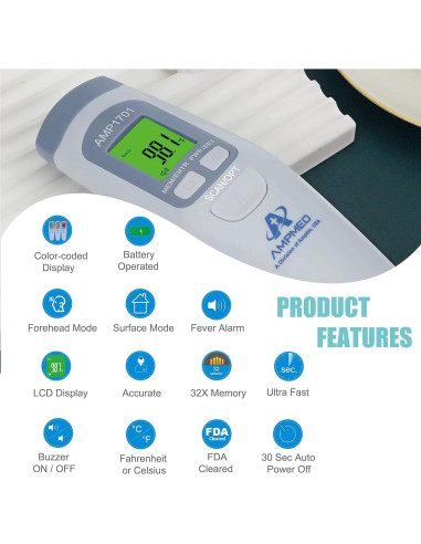Termómetro Digital Infrarrojo Amplim para Adultos y Bebés