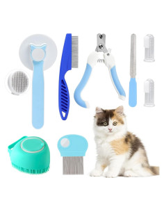Kit de Cepillos para Gatos VCZONE 8 Piezas con Cortauñas y Peines