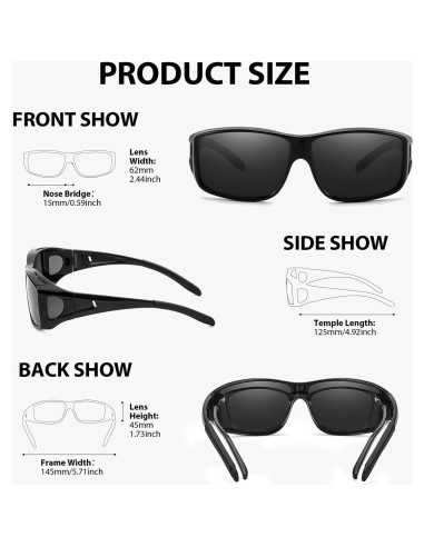 Gafas de sol VIEWBETTER Polarizadas UV400 para usar sobre gafas