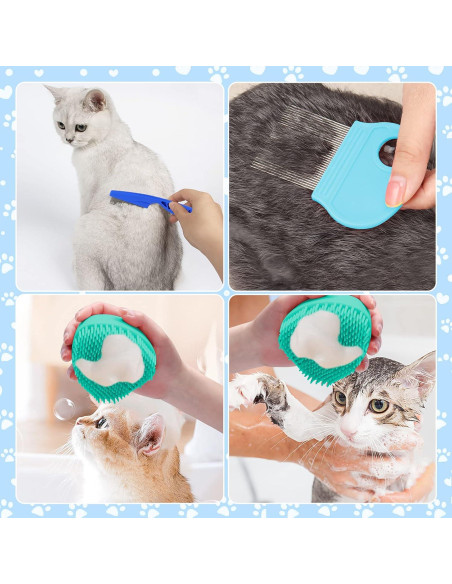 Kit de Cepillos para Gatos VCZONE 8 Piezas con Cortauñas y Peines