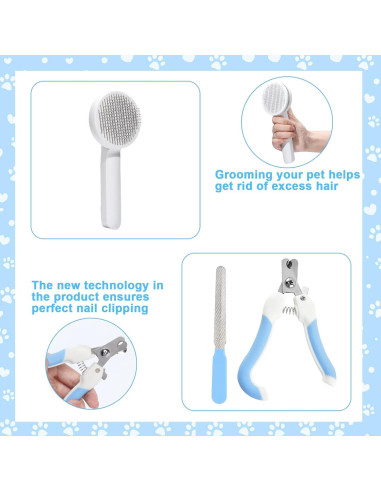 Kit de Cepillos para Gatos VCZONE 8 Piezas con Cortauñas y Peines