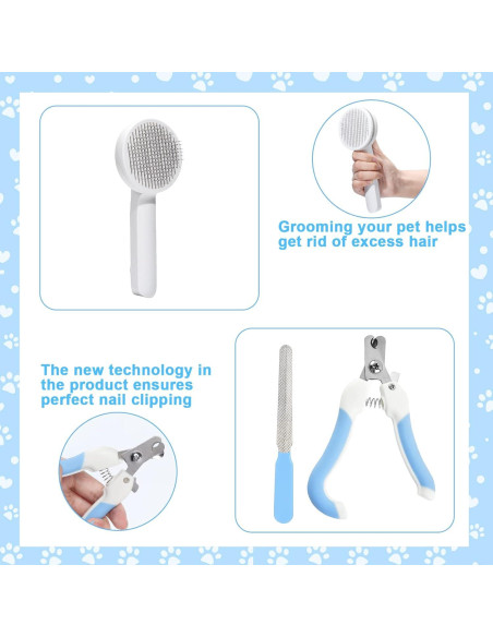 Kit de Cepillos para Gatos VCZONE 8 Piezas con Cortauñas y Peines