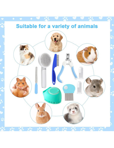 Kit de Cepillos para Gatos VCZONE 8 Piezas con Cortauñas y Peines