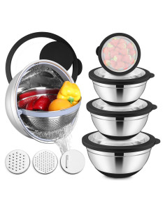 Juego de Cuencos Mezcladores E-far 15PCS Acero Inoxidable 4.4L