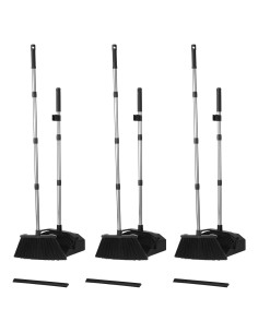 Juego de 3 Escobas y Recogedor Tiumso - Alta Resistencia Negro