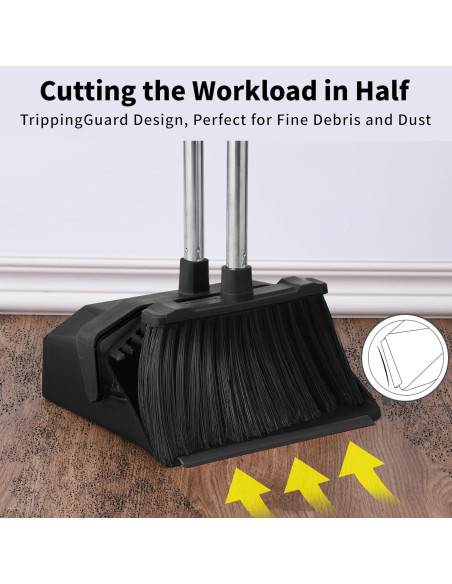 Juego de 3 Escobas y Recogedor Tiumso - Alta Resistencia Negro