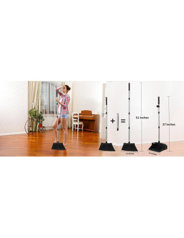 Juego de 3 Escobas y Recogedor Tiumso - Alta Resistencia Negro