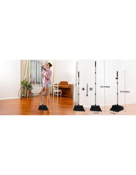 Juego de 3 Escobas y Recogedor Tiumso - Alta Resistencia Negro