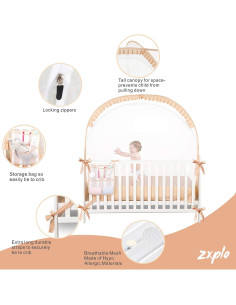 Carpa de Seguridad para Cuna ZXPLO Beige Malla Transpirable 2