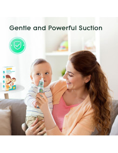 Aspirador Nasal Eléctrico Hihened para Bebés Verde con 3 Puntas 2