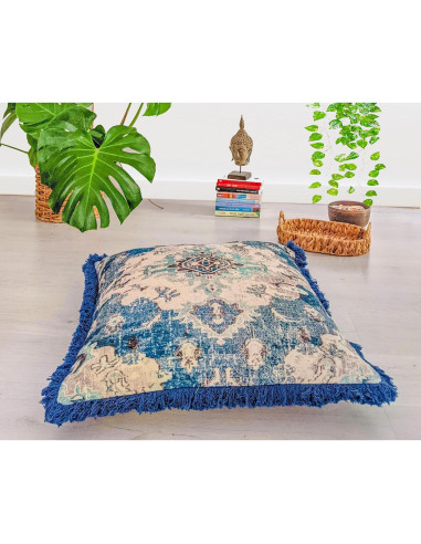 Funda de Almohada Cuadrada 66 cm Mandala Life ART Algodón Azul