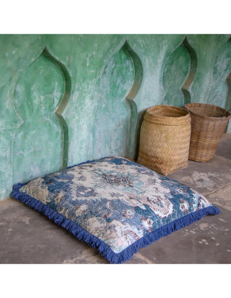 Funda de Almohada Cuadrada 66 cm Mandala Life ART Algodón Azul