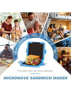 Grill de Sándwich Lkicwah Azul 15.24 cm Apto Microondas 2