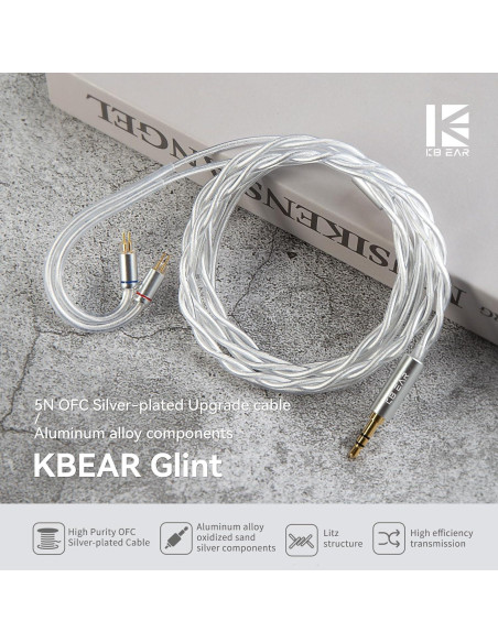 Cable IEM Keephifi Glint 1.2m 2Pin Plata para Auriculares