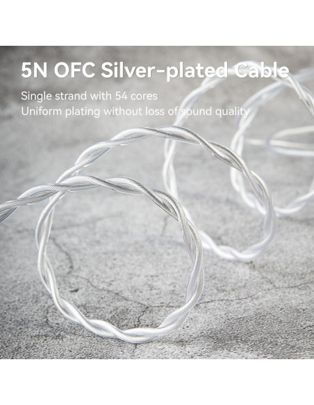 Cable IEM Keephifi Glint 1.2m 2Pin Plata para Auriculares