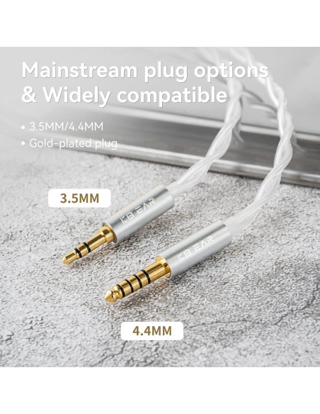 Cable IEM Keephifi Glint 1.2m 2Pin Plata para Auriculares