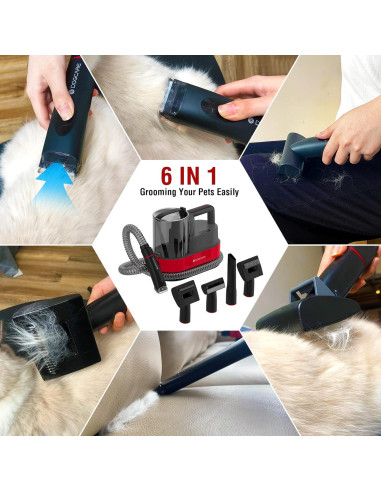 Kit de Cuidado de Mascotas 6-en-1 DOGCARE con Aspiradora y Cortadoras