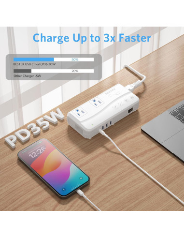 Convertidor de Voltaje BESTEK 220V a 110V con 4 USB