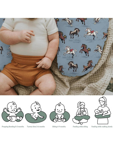 Funda de Almohada de Lactancia Vintage Caballos 55.88x45.72cm