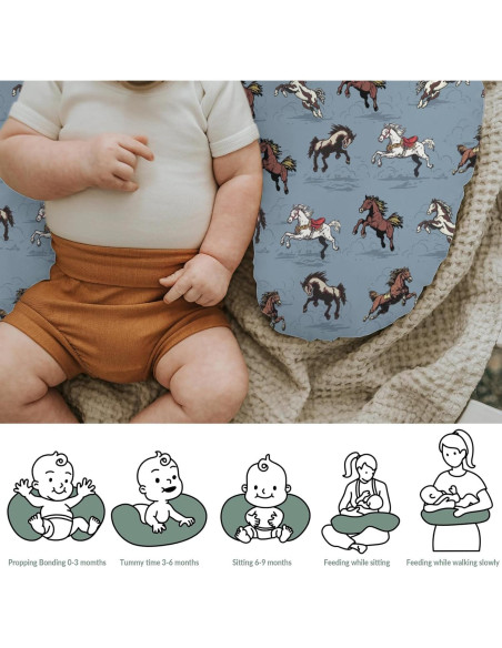 Funda de Almohada de Lactancia Vintage Caballos 55.88x45.72cm
