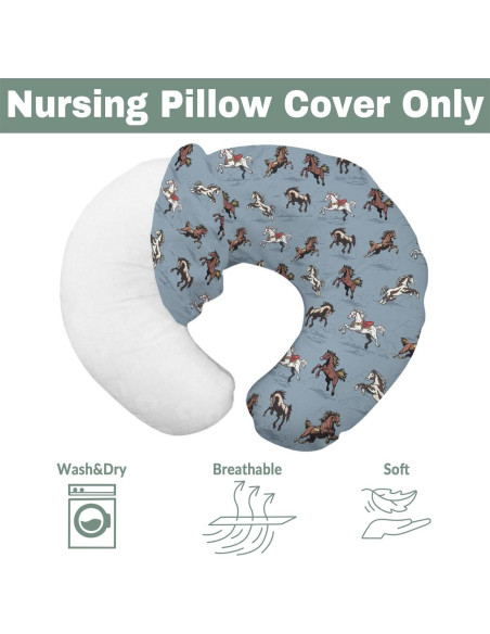 Funda de Almohada de Lactancia Vintage Caballos 55.88x45.72cm