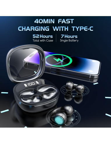 Auriculares de Traducción AI JR01 Negro - 144 Idiomas, 52h Batería