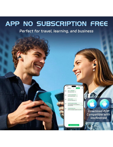 Auriculares de Traducción AI JR01 Negro - 144 Idiomas, 52h Batería