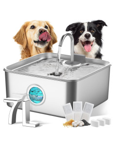 Fuente de Agua para Perros FUKUMARU 7L Acero Inoxidable Silenciosa