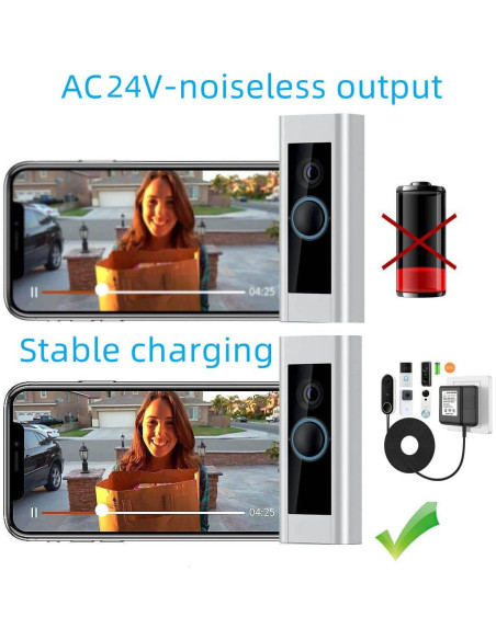 Adaptador de Timbre de 24V XZGM 5m Negro Compatible Nest