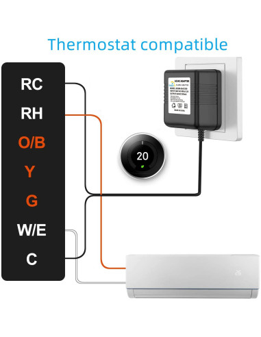 Adaptador de Timbre de 24V XZGM 5m Negro Compatible Nest