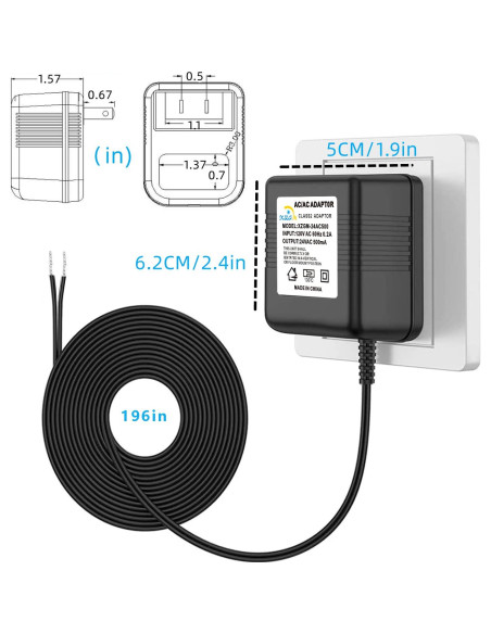Adaptador de Timbre de 24V XZGM 5m Negro Compatible Nest