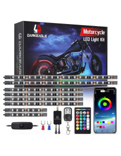Kits de luces LED RGB 8 piezas LD DARKEAGLE para motocicleta