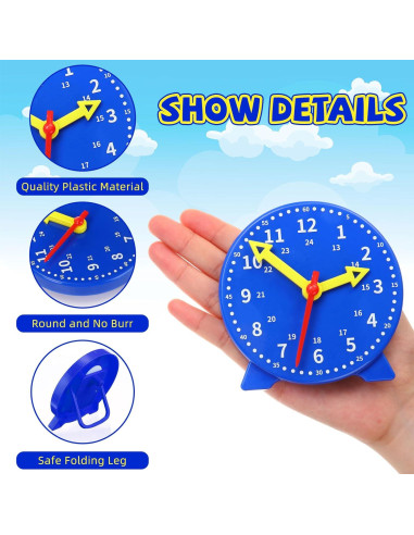 Kit de Reloj de Enseñanza Batiyeer 24 Piezas 10 cm Azul