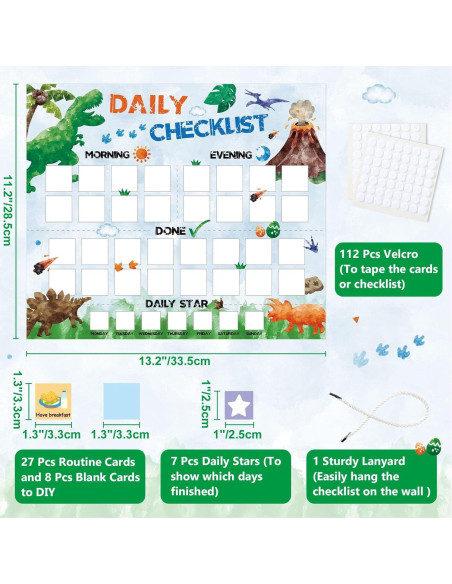 Gráfico de Rutina Diaria WERNNSAI Dinosaurio 33x28 cm